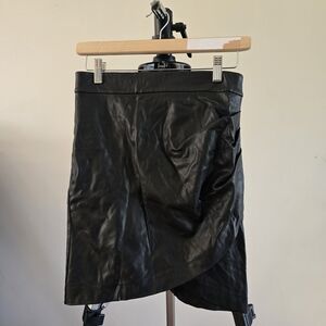 Dynamite Black Asymmetrical Wrap Mini Skirt